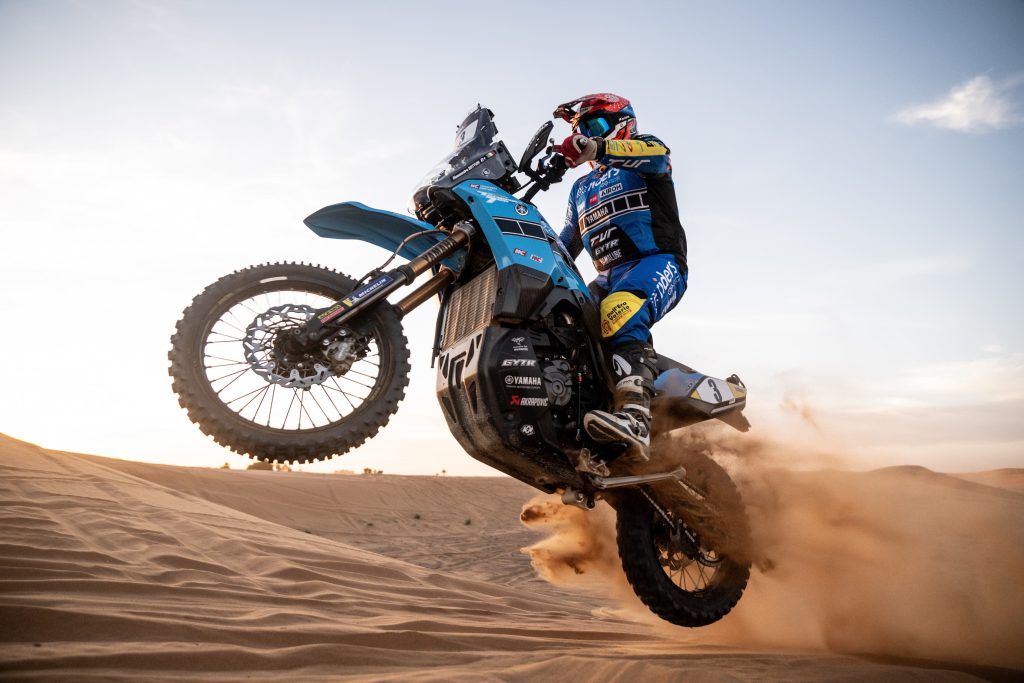 António Maio clinches the opening-stage victory for Ténéré Yamaha at the Addax Rally in Morocco, as teammate Alessandro Botturi shows winning pace before a penalty drops him down the order.