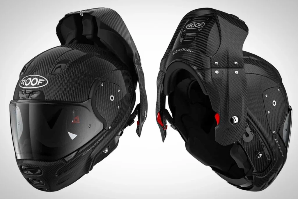 Roof unveils the DJagger, a radical full-face helmet with a rear-opening design that removes the need for a chin strap. Debuted at EICMA, the prototype promises easier use, better fit, and improved emergency access as it heads toward testing and certification.